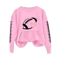 thumbnail image 6 of Sorvello Women's Football Graphic Sweatshirt Game Day Pullover Soft Breathable Cozy Long Raglan Sleeve Streetwear Fall Casual Athletic Top for Women Pink L, 6 of 7
