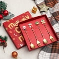 thumbnail image 5 of Secret Scope Christmas Cutlery Set - 6-Piece Stainless Steel Dessert Spoons and Forks with Santa Theme Gift Box (Cartoon Design), 5 of 9