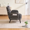 thumbnail image 3 of S-HOME Modern Style Armchair in Boucle Fabric with Side Storage Pocket and Solid Wood Legs for Living Room Office Reading Chair, Black, 3 of 18