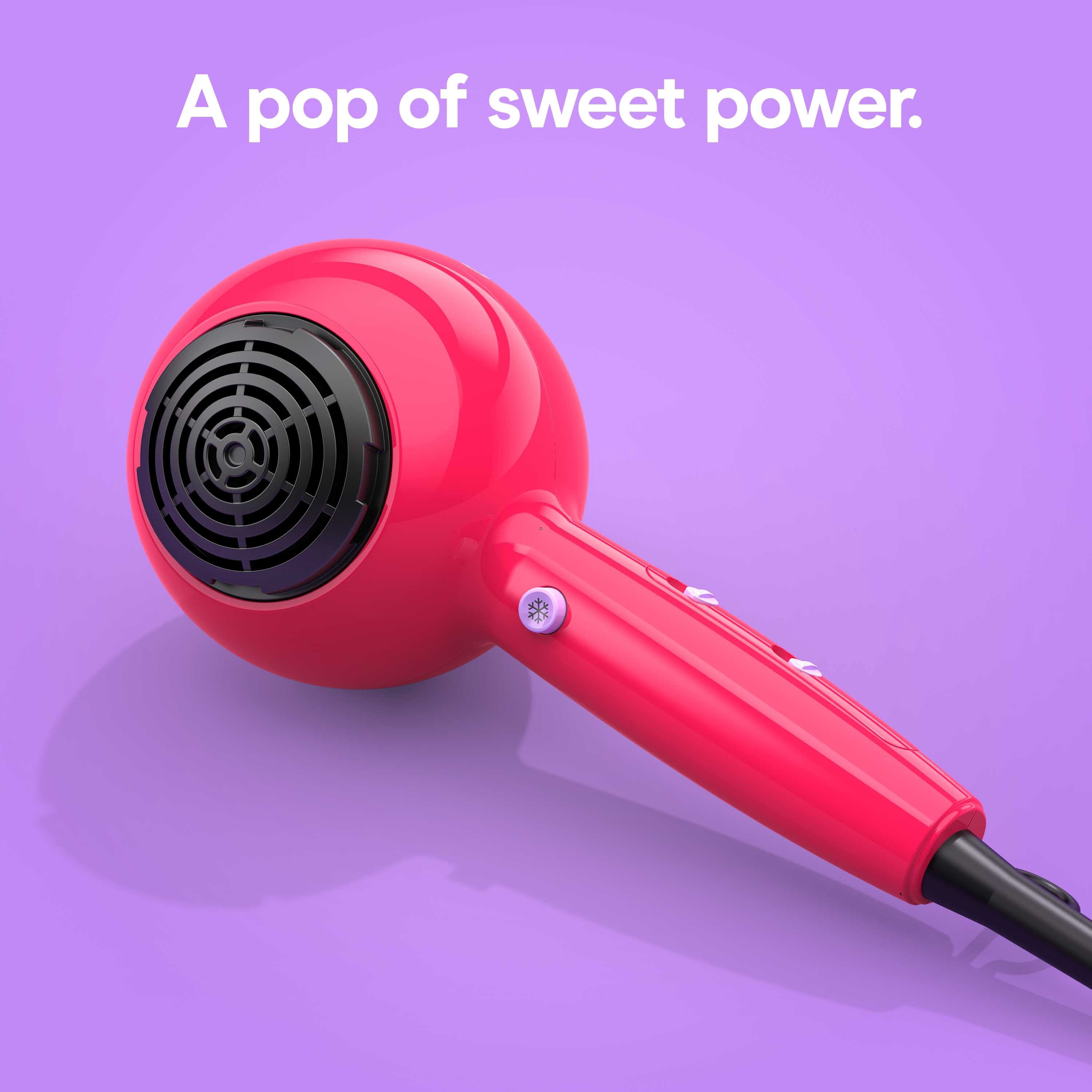 Conair Cake Pop Hair Dryer with Diffuser & Concentrator Attachments, Berry, 1 Count