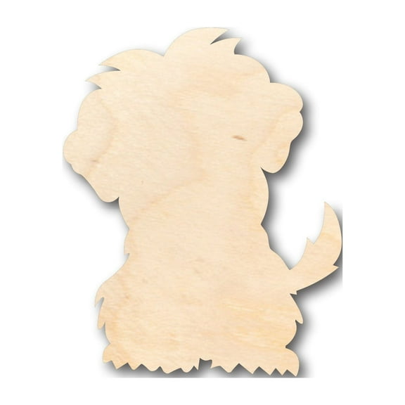 Unfinished Wood Fluffy Puppy Dog Shape - Craft - up to 46" DIY 6" / 1/4"