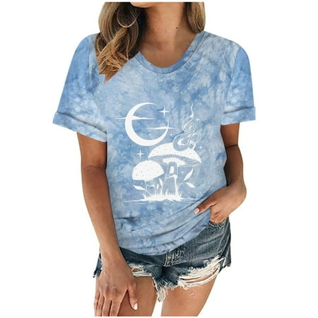 

TIANEK Fashion Casual Solid Color Round Neck Colorful Sequin Printed Vest Short Sleeve Scrub Tops Women Reduced