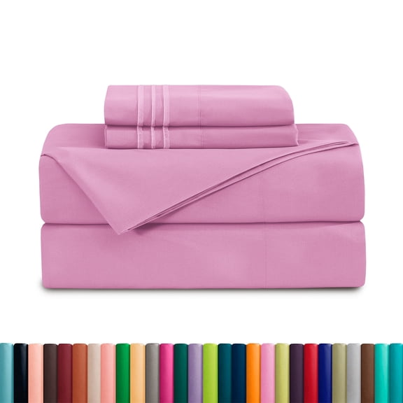 Deep Pocket 1500 Series Sheet Set  Soft, Durable, Hotel-Style Comfort , Queen Light Pink