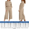 thumbnail image 2 of Traje De Pantalón Recortado Traje informal de 2 piezas para mujer, camisa de cintura alta, pantalones superiores, cuello redondo, atuendo diario Cgtredaw Caqui L para Mujer, 2 of 7