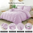 thumbnail image 2 of BedDecor 100% Egyptian Cotton Ruffle Trim Fringe Duvet Cover Set: Elegance with a Delicate Touch |Oversize King, Pink, 2 of 5