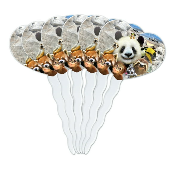 Mount Mt. Rushmore National Memorial South Dakota Panda Sloth Heart Love Cupcake Picks Toppers Decoration Set of 6