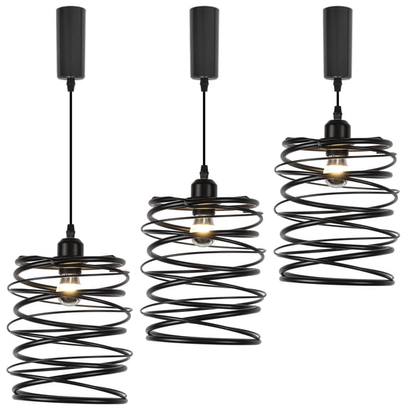 Kiven Anti Glare H-Type Track Lighting Pendants with Iron Lampshade, 3-Light h Track Pendant Lights Adjustable Height for Kitchen Restaurant Hallway