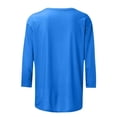 thumbnail image 4 of Women Casual 3/4 Sleeve Length T Shirts Tunic Tops Round Neck Loose Fit Basic Tee Solid Color Blouse for Work Daily, 4 of 5
