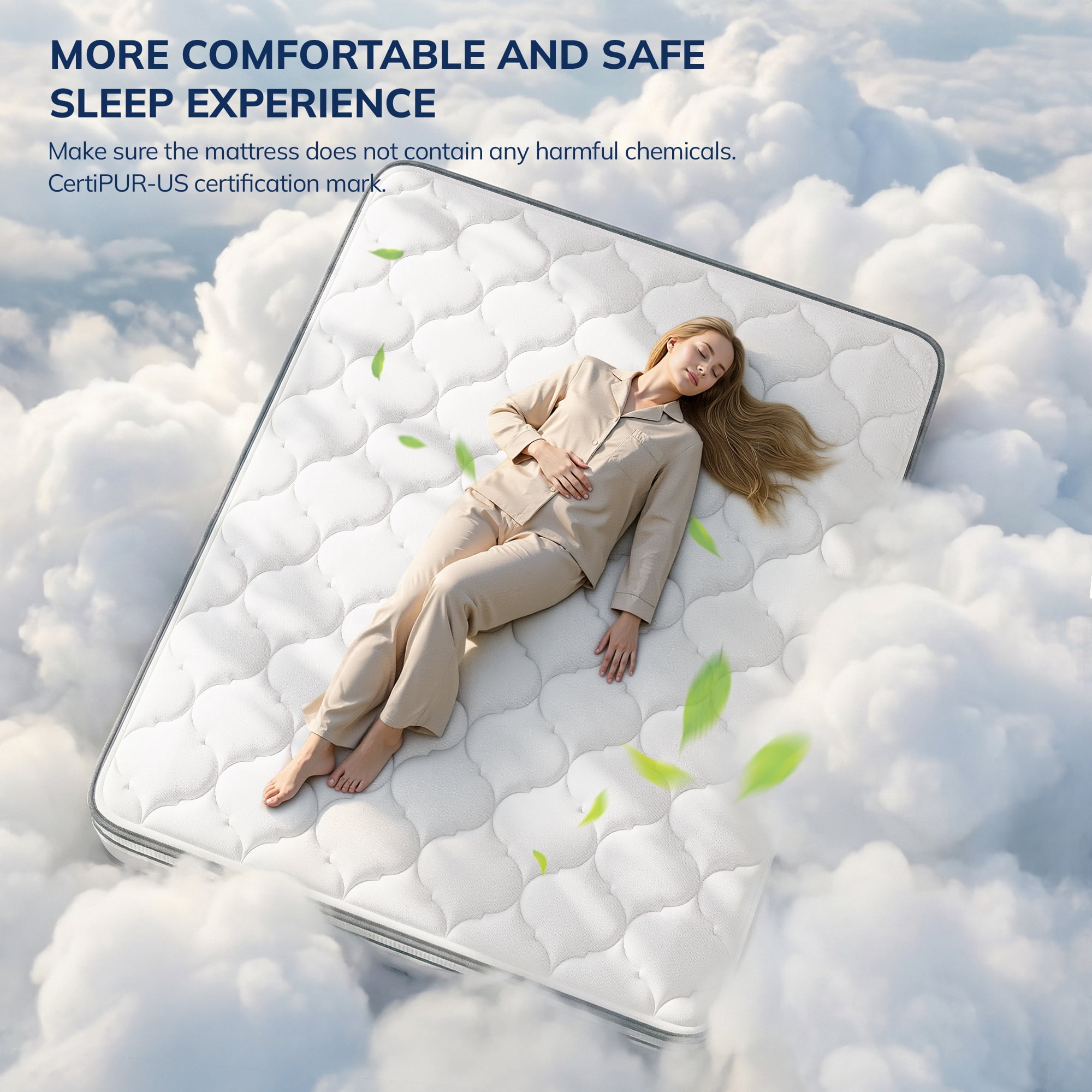 14 inch Full Size Mattress in a Box Memory Foam & Pocket Spring Mattresses Full Medium Comfort,Pressure Relief & Motion Isolation White