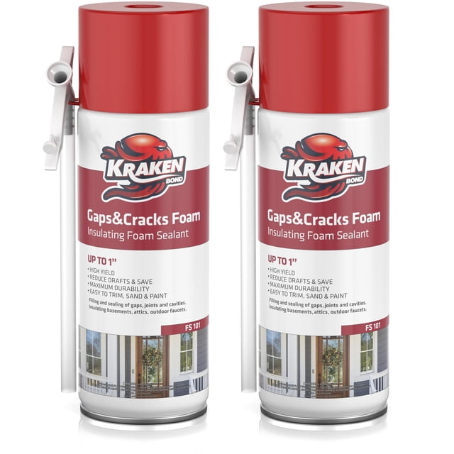 Sellador de espuma expansiva Kraken Bond Gaps & Cracks, 700 ml, paquete de 2
