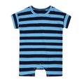 thumbnail image 2 of Riecok Unisex Baby Toddler Short Sleeve Romper Onesie Striped Print Round Neck Summer Clothes 3-24 Months Navy 6 M, 2 of 8