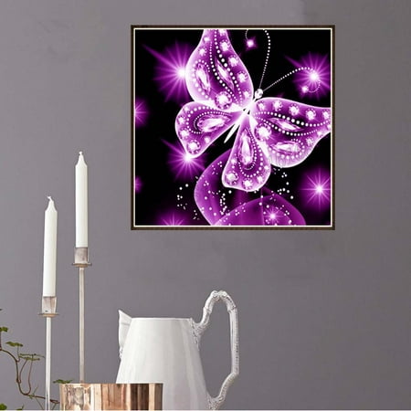 5D DIY Pink Butterfly Diamond Painting Rhinestone Cross Stitch Crystal Animal Art Needlework Home Office