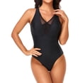 thumbnail image 1 of Bañador de una pieza cómodo para mujer con almohadilla en el pecho sin aros con escote en V profundo sólido OAVQHLG3B Store lin121212, 1 of 2