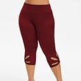 thumbnail image 7 of SRSTRAT Women's Capri Yoga Pants with Pockets Workout Out Leggings Stretch Waist Pocket Yoga Gym Cropped Trousers Wine L, 7 of 7