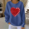 thumbnail image 2 of Itsame Women Long Sleeve Heart T-Shirts Valentine's Sweatshirt Loose Crew Neck Tops Blue Size L, 2 of 5