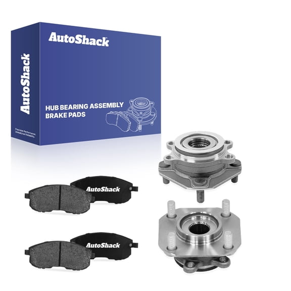 AutoShack Front Ceramic Brake Pads   Wheel Hub Bearing Assemblies with ABS Replacement for 2011-2012 Nissan Sentra 6-PC Kit