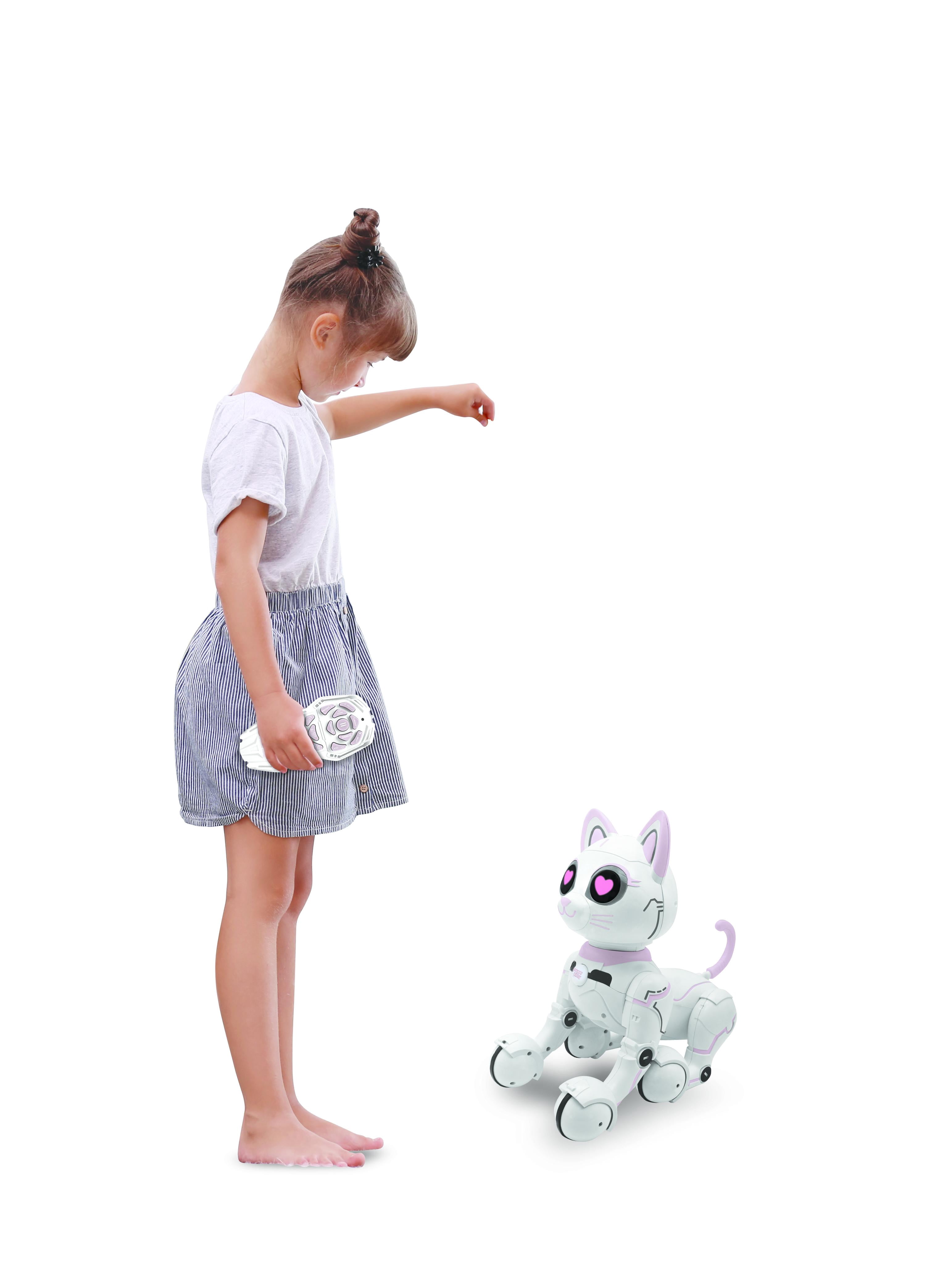 Lexibook Power Kitty Remote Control Robot Cat, Programmable Smart Robot, Light, Sound, White/Pink