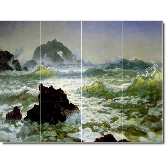 Ceramic Tile Mural-Albert Bierstadt Waterfront Painting 24. 17" w x 12.75" h using (12) 4.25 x 4.25 ceramic tiles