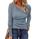 thumbnail image 1 of Camisas de manga larga para mujer Color puro Botones casuales Túnica superior elegante para uso diario Azul claro S, 1 of 5