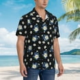 thumbnail image 3 of Pofeuu Daisies Flowers Print Hawaiian Shirt for Men Sleeves Casual Button Down Summer Beach Dress Shirts T-Shirts,Small, 3 of 7