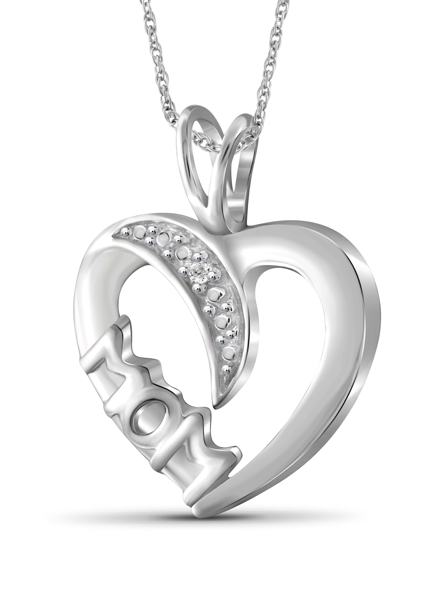 White Diamond Accent Sterling Silver Mother Heart Pendant - image 2 of 5