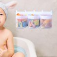 thumbnail image 7 of Joernso Toy Storage Bag See-through Mesh Large Three Pockets Capacity Great Hollow Out Mold-resistant Breathable Quick Drying Baby Bath Toy Organizer Shower Caddy Hanging Holder, 7 of 7