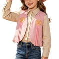 thumbnail image 2 of Bovxnpu Girls Outwear Jackets Western Denim Fringe Vests Holiday Jacket Outfits, 2 of 8