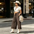 thumbnail image 5 of Lace Wide Leg Pants for Women 2026 Spring Summer Cropped Lightweight Casual Pants with Pockets, 5 of 8