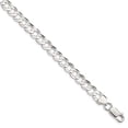 thumbnail image 3 of Sterling Silver 6.75mm Concave Beveled Curb Chain Bracelet Size 7, 3 of 6