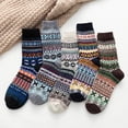 thumbnail image 2 of Fesfesfes 5 Pairs Socks for Womens Socks Vintage Winter Soft Warm Cold Knit Wool Socks, 2 of 9