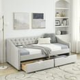 thumbnail image 2 of CoSoTower Twin Size Daybed with Drawers Upholstered Tufted Sofa Bed, with Button on Back and Copper Nail on Waved Shape Arms, Beige(81.5''X41''X30.5''), 2 of 9