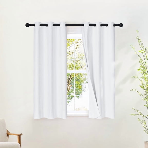 NICETOWN 100% Blackout Curtains for Bedroom, Thermal Insulated Blackout Curtains for Winter, Noise Reducing Window Treatments, White, 37"x48", 2 Panels