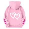 thumbnail image 5 of CPNG Girls Hoodies Tops Double Heart Print Long Sleeve Hooded Sweatshirts with Front Pocket Kids Loose Fit Daily Pullover Sweatshirt, 5 of 5