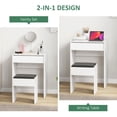 thumbnail image 3 of Modern White Vanity Set with Mirror & Stool - 23.7" Dressing Table for Bedroom, Makeup Table & Writing Desk, Compact Storage Solution, 3 of 7