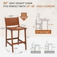 thumbnail image 3 of Dycanpo 24” Bar Stools Set of 2, Faux Leather Woven for Home Kitchen, Brown, 3 of 9