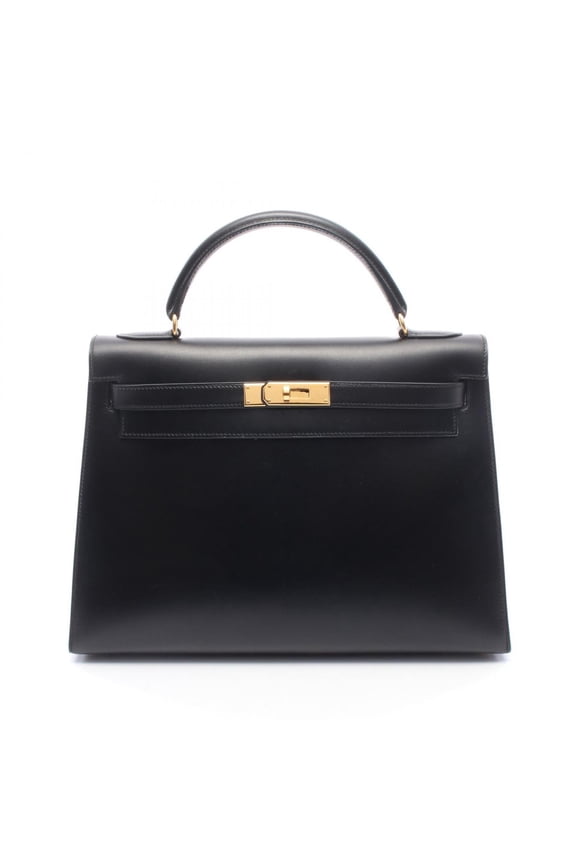 Pre-Owned Hermes Kelly 32, 2-way handbag, calfskin (box calf leather), black.
