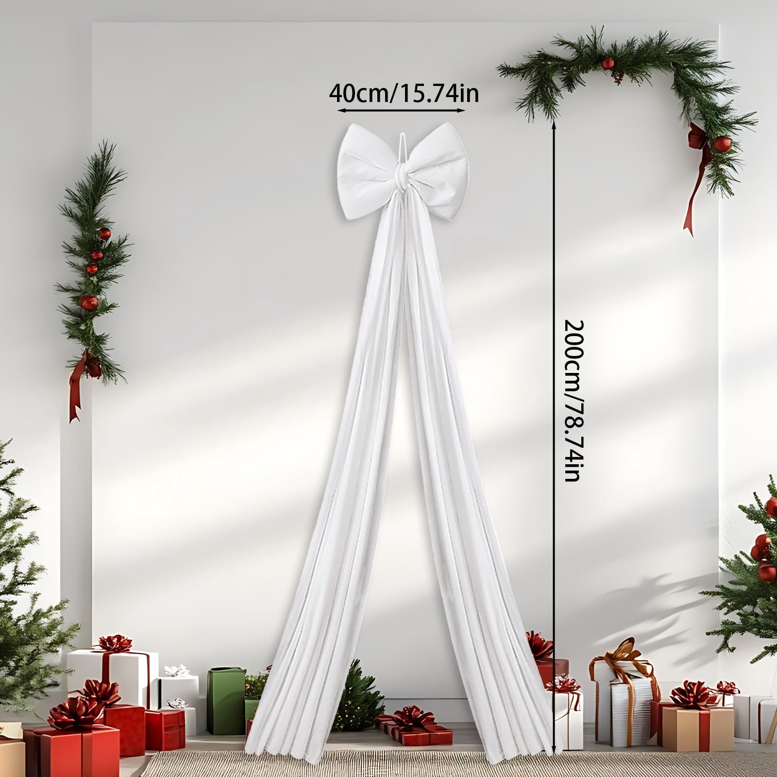 Ayprnig Christmas Decorations - 6.5 Ft Giant Christmas Bows, Christmas Velvet Bow For Tree Topper, Christmas Tree Bows For Christmas Tree, Wreath, Wall, Backdrop Decorations 15.7x78.7 Inch Red