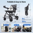 thumbnail image 4 of Morrean Lightweight Electric Wheelchair for Seniors, 10 Miles Range, 16.5" Cushion Seat, 6Ah Battery, 38lb Foldable All-Terrain Motorized Wheelchair Up to 250lb, 4 of 12