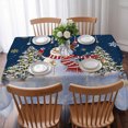 thumbnail image 3 of Navy Blue Christmas Snowman Table Cloth Waterproof Tablecloths, Winter Xmas Tree Snowflakes Tablecloth Dining Table Cover for Kitchen Party Tabletop Outdoor, Rectangle Tablecloth 60x84 Inch, 3 of 9
