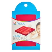 BReady 7-Day Bifold Pill Case, Compact Weekly Pill Organizer, Colors Vary