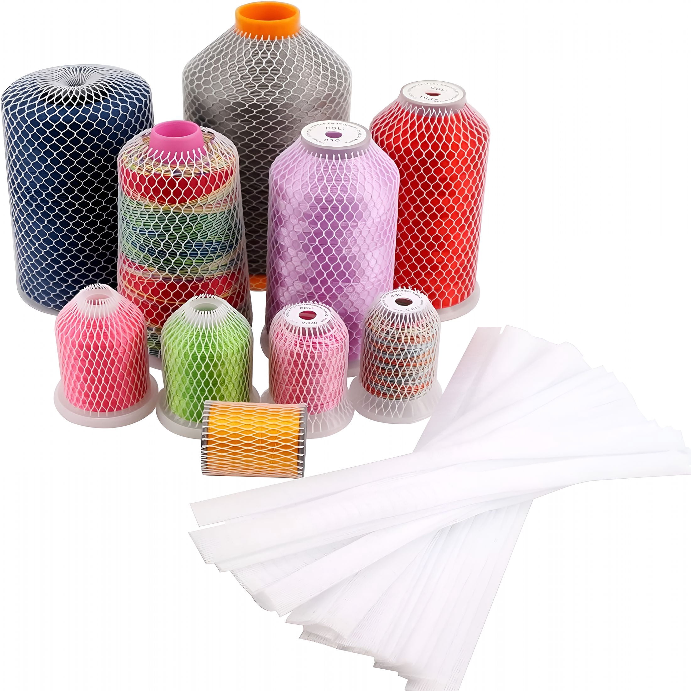 TUWAFE 100Pcs Thread Net Spool Saver for Different Sizes of Embroidery Sewing Quilting and Serger Thread Spools/Cones-9.8"(25Cm) Long Each Piece
