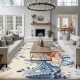 thumbnail image 4 of Ocean Starfish Washable Living Room Rugs 6'x9', Watercolor Eucalyptus Leaves Shell Retro Low Pile Throw Large Area Rug Non-Slip Sturdy Edge Binding Carpet for Dining Room Kitchen Office, 4 of 9