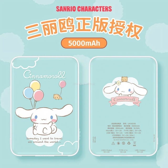 Sanrio-cargador de batería externo de Hello Kitty, Mini banco de energía de 5000mah, para Iphone y Android, figura de Anime Cinnamoroll Kuromi Melody