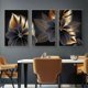 thumbnail image 4 of Conjunto de 3 carteles de lienzo - Patrón: Hoja de planta - Negro - Impresión moderna - Decoración de pared - Pintura de pared 3040cm -, 4 of 5
