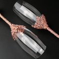 thumbnail image 4 of Champagne Flutes - Crystal Glass Metal Base With Crystal Stones, Set of 2 Toasting Flute Pair, Wedding Anniversary Party Birthday Banquets and Gifts for Bride and Groom (Rose Gold), 4 of 7