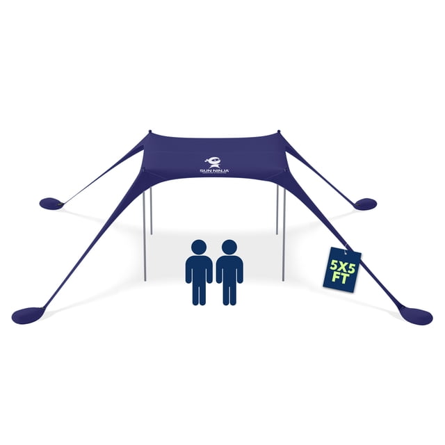 Carpa de playa portátil SUN NINJA de 150 x 150 cm con UPF50+, color azul marino