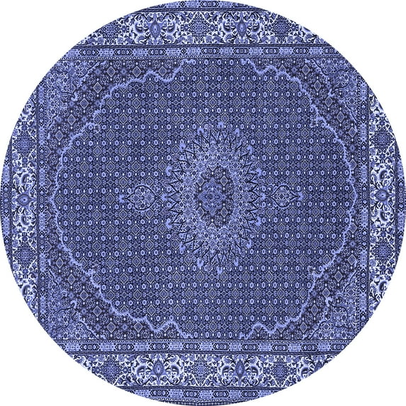 Ahgly Company Indoor Round Medallion Blue Traditional Area Rugs, 8' Round