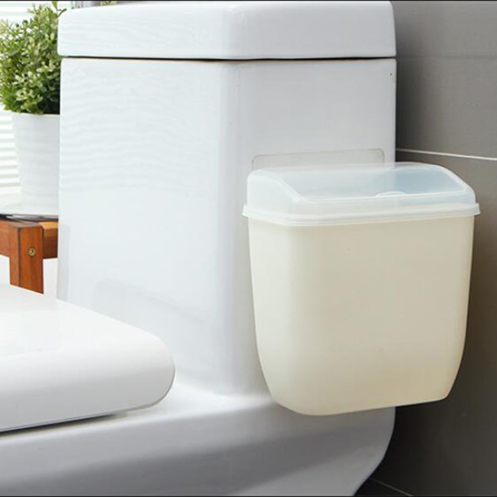 Wallmounted Trash Can with Lid Hanging Sticker Style PP Material Detachable Mini Waste Bin