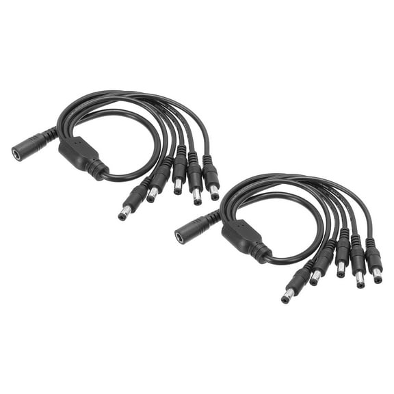 Uxcell 1 Female to 5 Male DC Power Splitter Cable, 2 Pack 5.5mmx2.1mm Splitter Cord