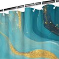 thumbnail image 3 of Blue and Gold Marble Wave Art Pattern Shower Curtain 36"x72" ,Bathroom Decorative Shower Curtains Set with 12 Hooks,Modern Waterproof Washable Shower Curtain, 3 of 6